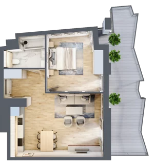 2 pokoje, mieszkanie 49,36 m², piętro 5, oferta nr 94, Semiramis, Katowice, Dąbrówka Mała, ul. Wiertnicza