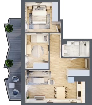 3 pokoje, mieszkanie 53,31 m², piętro 4, oferta nr 72, Semiramis, Katowice, Dąbrówka Mała, ul. Wiertnicza