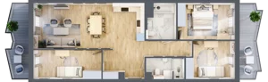 4 pokoje, mieszkanie 84,05 m², piętro 2, oferta nr 34, Semiramis, Katowice, Dąbrówka Mała, ul. Wiertnicza