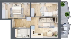 3 pokoje, mieszkanie 48,94 m², piętro 2, oferta nr 32, Semiramis, Katowice, Dąbrówka Mała, ul. Wiertnicza