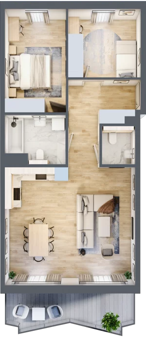3 pokoje, mieszkanie 68,91 m², piętro 2, oferta nr 27, Semiramis, Katowice, Dąbrówka Mała, ul. Wiertnicza