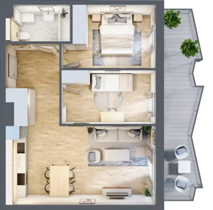 3 pokoje, mieszkanie 55,86 m², piętro 1, oferta nr 21, Semiramis, Katowice, Dąbrówka Mała, ul. Wiertnicza