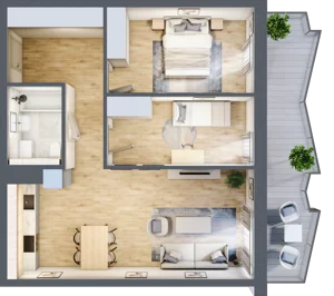 3 pokoje, mieszkanie 63,91 m², piętro 1, oferta nr 12, Semiramis, Katowice, Dąbrówka Mała, ul. Wiertnicza