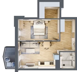 2 pokoje, mieszkanie 48,54 m², piętro 1, oferta nr 11, Semiramis, Katowice, Dąbrówka Mała, ul. Wiertnicza