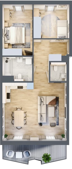 3 pokoje, mieszkanie 68,84 m², piętro 1, oferta nr 9, Semiramis, Katowice, Dąbrówka Mała, ul. Wiertnicza