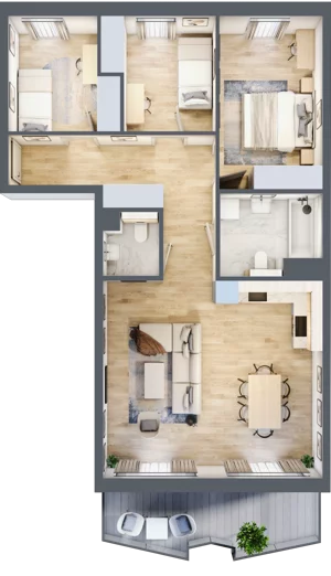 4 pokoje, mieszkanie 78,38 m², piętro 1, oferta nr 8, Semiramis, Katowice, Dąbrówka Mała, ul. Wiertnicza