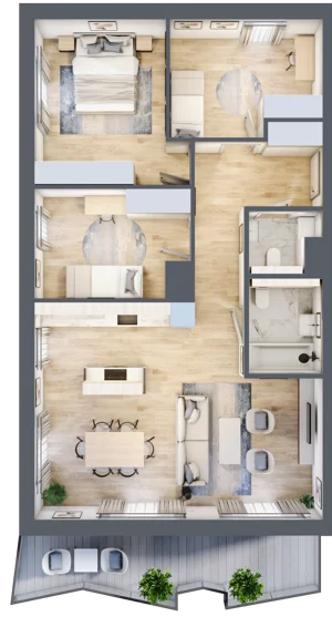 4 pokoje, mieszkanie 81,46 m², piętro 1, oferta nr 5, Semiramis, Katowice, Dąbrówka Mała, ul. Wiertnicza