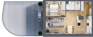 2 pokoje, mieszkanie 48,33 m², parter, oferta nr 4, Semiramis, Katowice, Dąbrówka Mała, ul. Wiertnicza