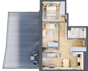 3 pokoje, mieszkanie 53,76 m², parter, oferta nr 2, Semiramis, Katowice, Dąbrówka Mała, ul. Wiertnicza