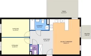 3 pokoje, mieszkanie 72,73 m², piętro 4, oferta nr C4.7, Enklawa Bukowa II, Kraków, Podgórze, Rybitwy, ul. Bukowa 65 i 69