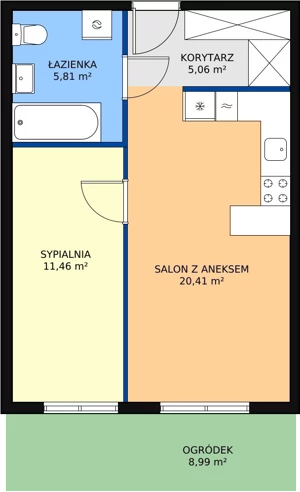 2 pokoje, mieszkanie 42,74 m², parter, oferta nr C0.2, Enklawa Bukowa II, Kraków, Podgórze, Rybitwy, ul. Bukowa 65 i 69