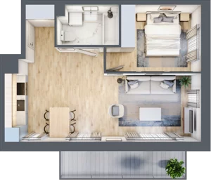 2 pokoje, mieszkanie 43,97 m², piętro 1, oferta nr mieszkanie 19, Mikusińskiego 25, Katowice, Wełnowiec-Józefowiec, Wełnowiec, ul. Jana Mikusińskiego 25