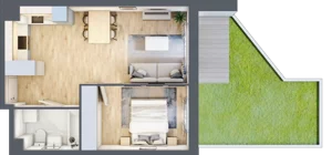 2 pokoje, mieszkanie 41,14 m², parter, oferta nr mieszkanie 75, Mikusińskiego 25, Katowice, Wełnowiec-Józefowiec, Wełnowiec, ul. Jana Mikusińskiego 25