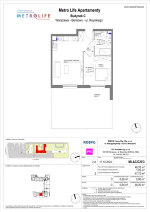 2 pokoje, mieszkanie 46,70 m², parter, oferta nr MLAC/C/0/3, Metro Life Apartamenty CD, Warszawa, Bemowo, Chrzanów, ul. Rayskiego