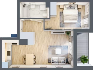 2 pokoje, mieszkanie 43,26 m², piętro 1, oferta nr RR/6A/D/1/5, Royal Residence 6A, Warszawa, Wilanów, Błonia Wilanowskie, ul. Sarmacka