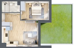 2 pokoje, mieszkanie 39,72 m², parter, oferta nr RR/6A/D/0/2, Royal Residence 6A, Warszawa, Wilanów, Błonia Wilanowskie, ul. Sarmacka