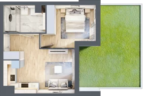 2 pokoje, mieszkanie 38,92 m², parter, oferta nr RR/6A/D/0/3, Royal Residence 6A, Warszawa, Wilanów, Błonia Wilanowskie, ul. Sarmacka