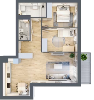3 pokoje, mieszkanie 68,87 m², piętro 1, oferta nr KR8/A/1/1, Apartamenty Krakowska 8, Wrocław, Przedmieście Oławskie, Krzyki, ul. Krakowska