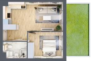 2 pokoje, mieszkanie 41,33 m², parter, oferta nr KR8/A/0/8, Apartamenty Krakowska 8, Wrocław, Przedmieście Oławskie, Krzyki, ul. Krakowska