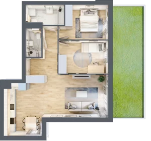 3 pokoje, mieszkanie 68,87 m², parter, oferta nr KR8/A/0/1, Apartamenty Krakowska 8, Wrocław, Przedmieście Oławskie, Krzyki, ul. Krakowska