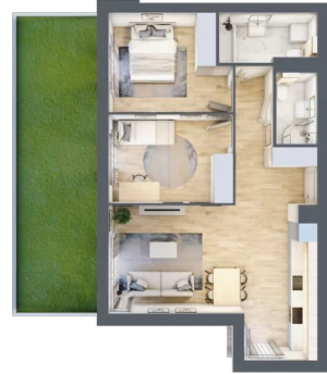 3 pokoje, mieszkanie 66,22 m², parter, oferta nr KR8/B/0/8, Apartamenty Krakowska 8, Wrocław, Przedmieście Oławskie, Krzyki, ul. Krakowska