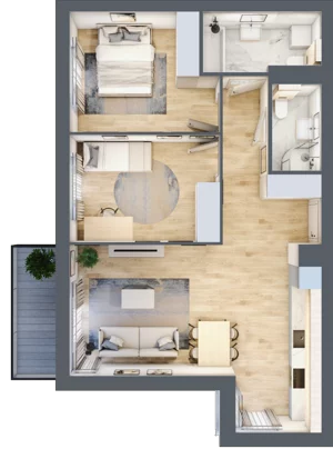 3 pokoje, mieszkanie 66,22 m², piętro 2, oferta nr KR8/B/2/8, Apartamenty Krakowska 8, Wrocław, Przedmieście Oławskie, Krzyki, ul. Krakowska