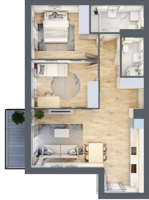 3 pokoje, mieszkanie 66,22 m², piętro 1, oferta nr KR8/B/1/9, Apartamenty Krakowska 8, Wrocław, Przedmieście Oławskie, Krzyki, ul. Krakowska