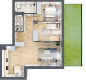 3 pokoje, mieszkanie 68,97 m², parter, oferta nr KR8/B/0/7, Apartamenty Krakowska 8, Wrocław, Przedmieście Oławskie, Krzyki, ul. Krakowska