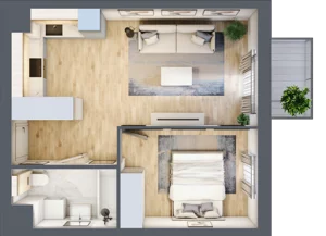 2 pokoje, mieszkanie 38,79 m², piętro 1, oferta nr KR8/B/1/5, Apartamenty Krakowska 8, Wrocław, Przedmieście Oławskie, Krzyki, ul. Krakowska