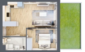 2 pokoje, mieszkanie 39,00 m², parter, oferta nr KR8/B/0/5, Apartamenty Krakowska 8, Wrocław, Przedmieście Oławskie, Krzyki, ul. Krakowska