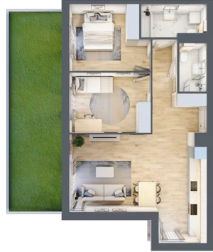 3 pokoje, mieszkanie 69,15 m², parter, oferta nr KR8/C/0/2, Apartamenty Krakowska 8, Wrocław, Przedmieście Oławskie, Krzyki, ul. Krakowska