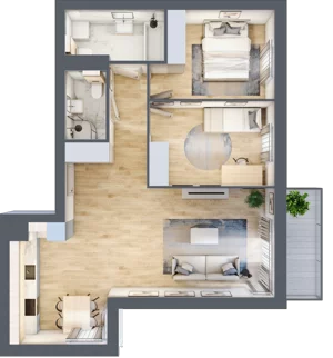 3 pokoje, mieszkanie 68,01 m², piętro 1, oferta nr KR8/C/1/1, Apartamenty Krakowska 8, Wrocław, Przedmieście Oławskie, Krzyki, ul. Krakowska