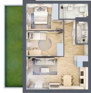 3 pokoje, mieszkanie 59,51 m², parter, oferta nr KR8/D/0/6, Apartamenty Krakowska 8, Wrocław, Przedmieście Oławskie, Krzyki, ul. Krakowska