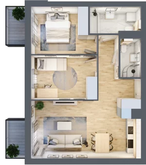 3 pokoje, mieszkanie 59,51 m², piętro 1, oferta nr KR8/D/1/7, Apartamenty Krakowska 8, Wrocław, Przedmieście Oławskie, Krzyki, ul. Krakowska
