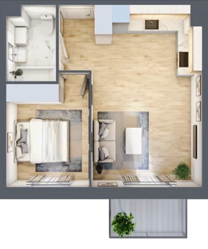2 pokoje, mieszkanie 40,46 m², piętro 2, oferta nr PPO/M/B/2/7, Port Popowice IVa, Wrocław, Pilczyce-Kozanów-Popowice Północne, Popowice, ul. Białowieska