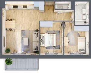3 pokoje, mieszkanie 60,51 m², piętro 2, oferta nr PPO/M/B/2/6, Port Popowice IVa, Wrocław, Pilczyce-Kozanów-Popowice Północne, Popowice, ul. Białowieska
