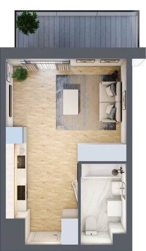 1 pokój, mieszkanie 27,88 m², piętro 1, oferta nr PPO/P/B/1/2, Port Popowice IVa, Wrocław, Pilczyce-Kozanów-Popowice Północne, Popowice, ul. Białowieska