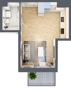 1 pokój, mieszkanie 28,84 m², piętro 3, oferta nr PPO/P/B/3/1, Port Popowice IVa, Wrocław, Pilczyce-Kozanów-Popowice Północne, Popowice, ul. Białowieska