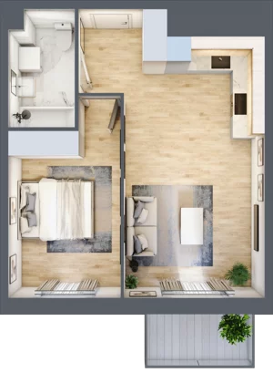 2 pokoje, mieszkanie 42,70 m², piętro 2, oferta nr PPO/P/A/2/2, Port Popowice IVa, Wrocław, Pilczyce-Kozanów-Popowice Północne, Popowice, ul. Białowieska