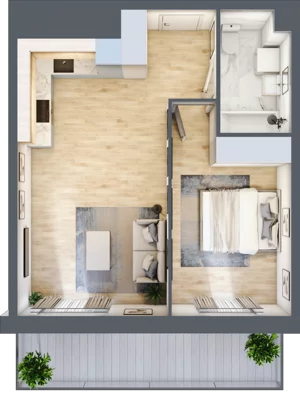 2 pokoje, mieszkanie 42,90 m², piętro 1, oferta nr PPO/P/A/1/1, Port Popowice IVa, Wrocław, Pilczyce-Kozanów-Popowice Północne, Popowice, ul. Białowieska