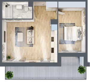 2 pokoje, mieszkanie 48,65 m², piętro 1, oferta nr PPO/P/A/1/10, Port Popowice IVa, Wrocław, Pilczyce-Kozanów-Popowice Północne, Popowice, ul. Białowieska