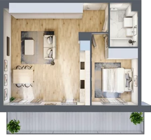 2 pokoje, mieszkanie 49,25 m², piętro 1, oferta nr PPO/P/A/1/12, Port Popowice IVa, Wrocław, Pilczyce-Kozanów-Popowice Północne, Popowice, ul. Białowieska