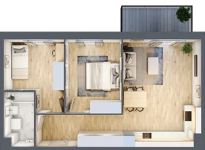 3 pokoje, mieszkanie 59,40 m², piętro 4, oferta nr PPO/P/A/4/6, Port Popowice IVa, Wrocław, Pilczyce-Kozanów-Popowice Północne, Popowice, ul. Białowieska
