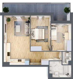 3 pokoje, mieszkanie 60,38 m², piętro 1, oferta nr PPO/P/A/1/9, Port Popowice IVa, Wrocław, Pilczyce-Kozanów-Popowice Północne, Popowice, ul. Białowieska