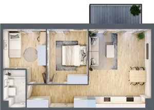 3 pokoje, mieszkanie 61,03 m², piętro 2, oferta nr PPO/P/A/2/5, Port Popowice IVa, Wrocław, Pilczyce-Kozanów-Popowice Północne, Popowice, ul. Białowieska