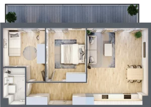 3 pokoje, mieszkanie 61,03 m², piętro 1, oferta nr PPO/P/A/1/5, Port Popowice IVa, Wrocław, Pilczyce-Kozanów-Popowice Północne, Popowice, ul. Białowieska