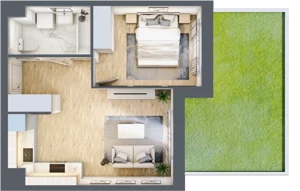 2 pokoje, mieszkanie 37,88 m², parter, oferta nr MLAAB/B/0/3, Metro Life Apartamenty, Warszawa, Bemowo, Chrzanów, ul. Rayskiego