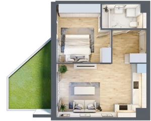 2 pokoje, mieszkanie 44,20 m², parter, oferta nr MC/I/C/0/9, Modern City etap I, Warszawa, Bemowo, Chrzanów, ul. Szeligowska