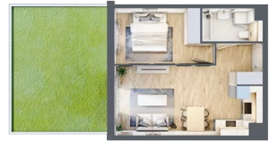 2 pokoje, mieszkanie 42,00 m², parter, oferta nr MC/I/B/0/9, Modern City etap I, Warszawa, Bemowo, Chrzanów, ul. Szeligowska