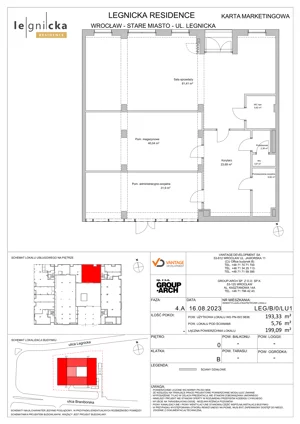 Lokal użytkowy 193,33 m², oferta nr LEG/B/0/LU1, Legnicka Residence - lokale usługowe, Wrocław, Szczepin, ul. Legnicka 36